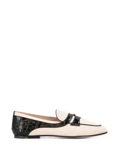 Tod's Croc-effect T-logo Loafers In White