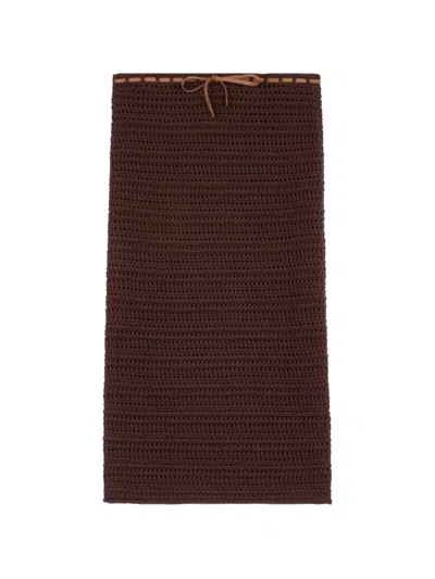 Tod's Crochet-knit Skirt In Brown
