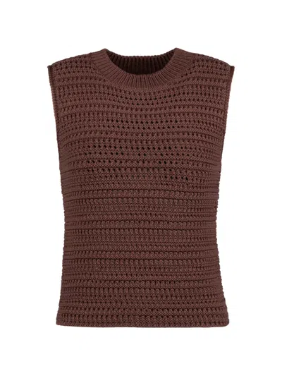 Tod's Crochet-knit Top In Brown