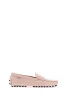 Tod's Crocodile Print Leather Driving Moccas In Pink