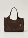 Tod's Dark Brown Suede Leather Top Handle Bag In Brown