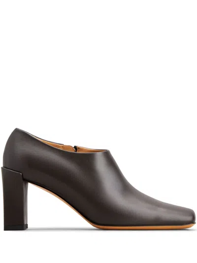Tod's Square-toe Leather Zip Ankle Booties In Dark Brown