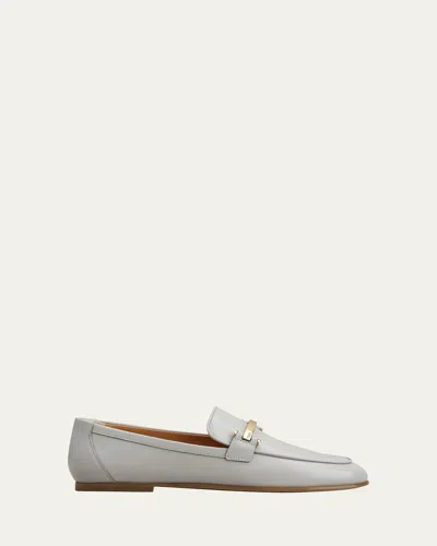 Tod's Cuoio Leather Bar Detail Loafers In Cappuccino