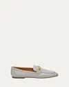 Tod's Cuoio Leather Bar Loafers In Gabbiano