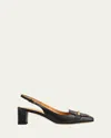 Tod's Square Toe Block Heel Gold-tone Hardware Slingback In Nero