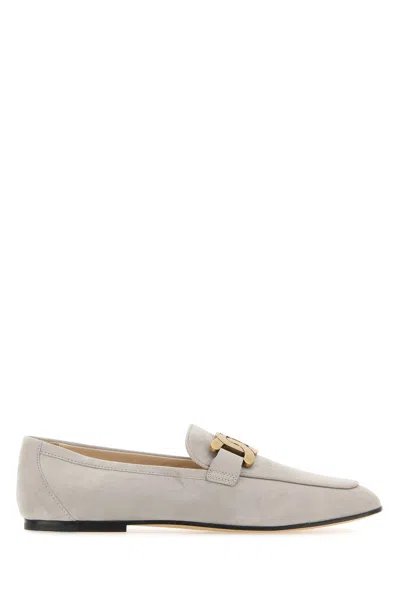 Tod's Flat Suede Loafers In Grey