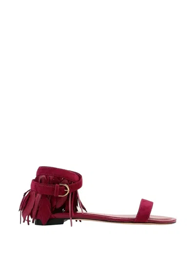 Tod's Cuoio Suede Flat Sandals In Red