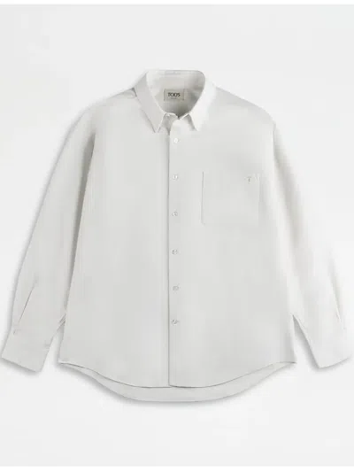 Tod's Curved-hem Button-up Shirt In White