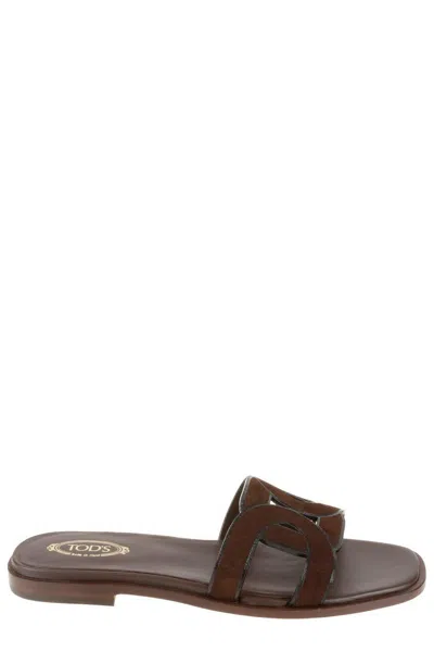 Tod's Cut Out Detailed Sandals In Brown