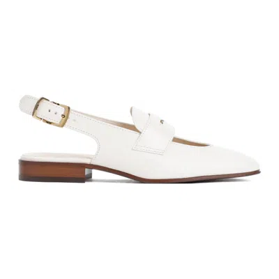 Tod's Cut Out Penny White Leather Loafers In Bianco Lana
