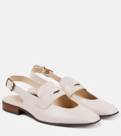 Tod's Cutout Leather Slingback Flats In White