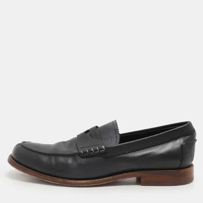 Pre-owned Tod's Dark Blue Leather Slip On Loafers Size 41