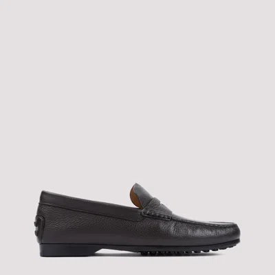 Tod's Dark Brown Deerskin Loafer In Testa Moro