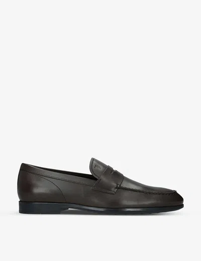 Tod's Gomma Leggero Leather Loafers In Dark Brown