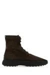 Tod's Striped Suede Ankle Boots With Chunky Rubber Sole For Men