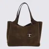 Tod's Dark Brown Suede Leather Top Handle Bag In Brown