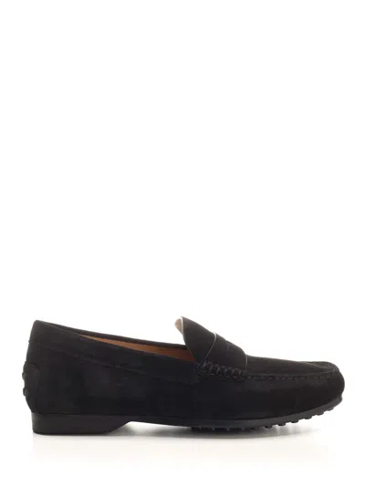 Tod's Suede Gomma Loafers In Black