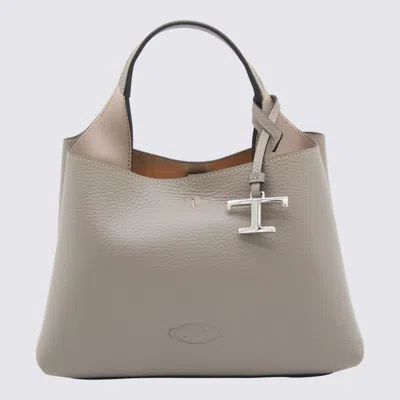 Tod's Dark Grey Leather Top Handle Bag In Gray
