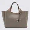 Tod's Dark Grey Leather Top Handle Bag In Gray