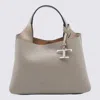 Tod's Leather Textured Tote Bag With Detachable Strap In Gray