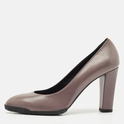 Pre-owned Tod's Dark Lilac Leather Block Heel Pumps Size 40