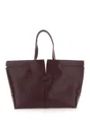 Tod's Bordeaux Tote Bag With Two Top Handles And Embossed Logo Lettering On The Front In Burgundy