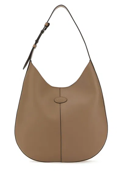 Tod's Small Leather Hobo Bag In Neutrals