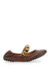 Tod's 'dee' Brown Ballerinas With Decorative Rings On The Front In Leather Woman In Brown
