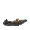 Tod's Metallic Rings Strap Nappa Leather Ballerinas Shoes In Black