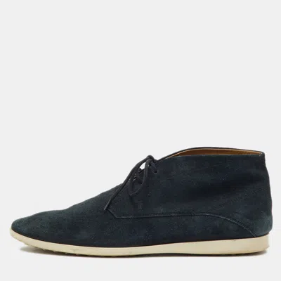 Pre-owned Tod's Deep Blue Suede Lace Up Ankle Boots Size 42