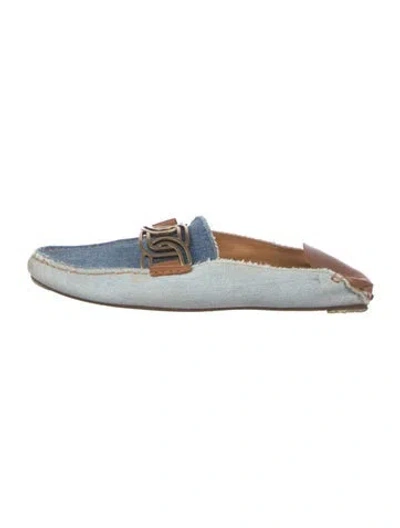 Pre-owned Tod's Denim Colorblock Pattern Mules In Blue