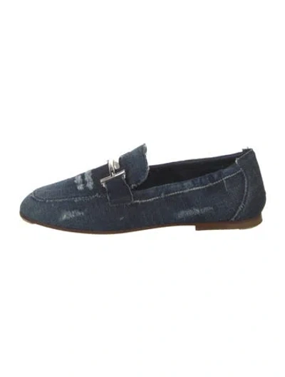 Pre-owned Tod's Denim Distressed Accents Loafers In Blue