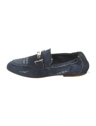 Pre-owned Tod's Denim Distressed Accents Loafers In Blue
