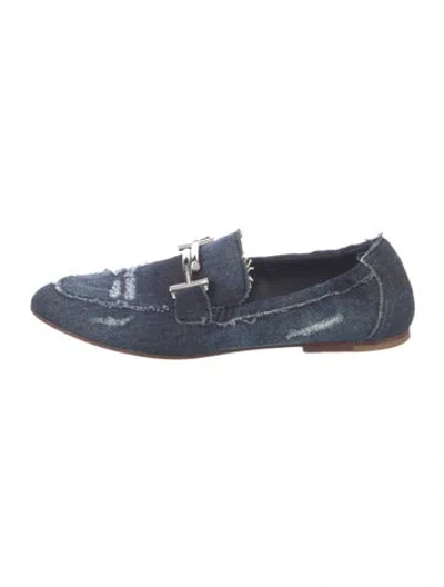 Pre-owned Tod's Denim Distressed Accents Loafers In Blue