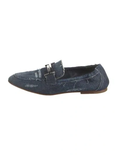 Pre-owned Tod's Denim Distressed Accents Loafers In Blue