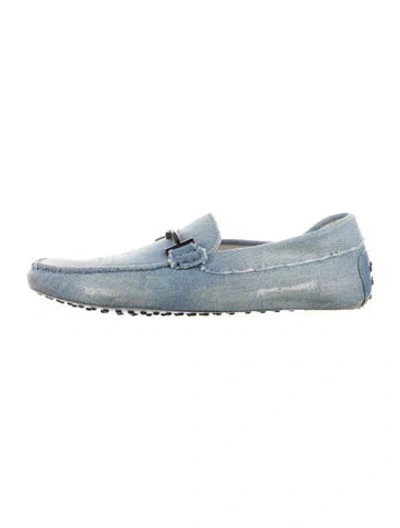 Pre-owned Tod's Denim Loafers In White