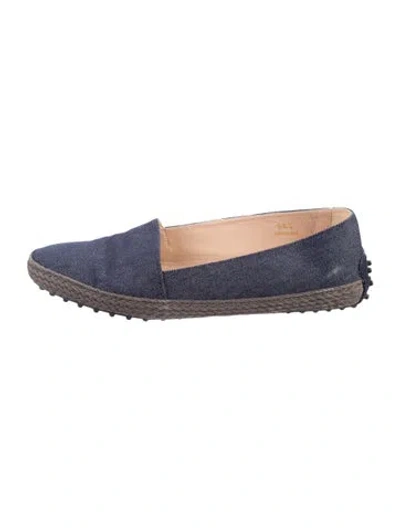 Pre-owned Tod's Denim Printed Loafers In Blue