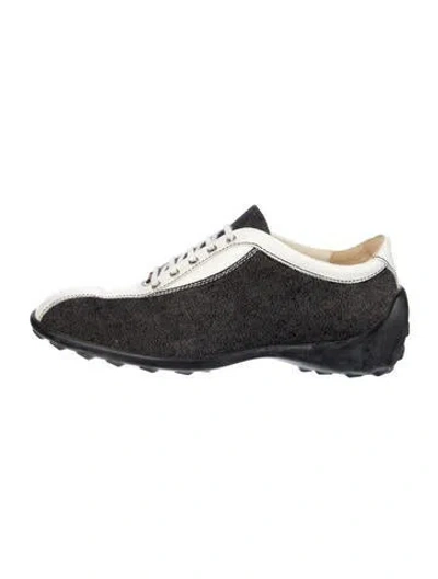 Pre-owned Tod's Denim Tweed Pattern Sneakers In Black