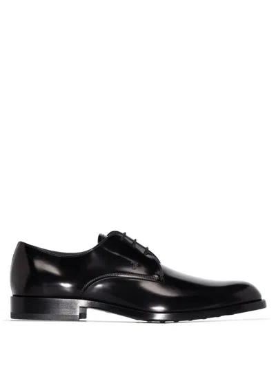 Tod's Abrasivato Leather Lace-up Shoes In Black