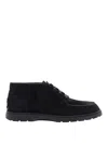 Tod's Suede Ankle Boot With Elastic Drawstring In Black