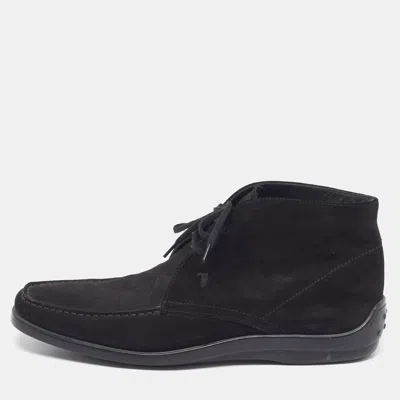 Pre-owned Tod's Desert Size 42.5 Black Suede Ankle Length Boots