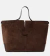 Tod's Di Bag Folio Medium Suede Tote Bag In Marrone Africa+nero