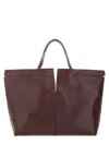 Tod's Bordeaux Tote Bag With Two Top Handles And Embossed Logo Lettering On The Front In Burgundy