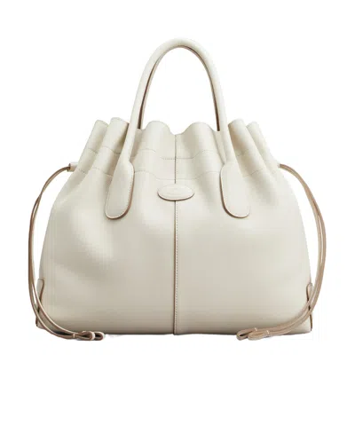 Tod's Di Bag Leather Tote Bag In White