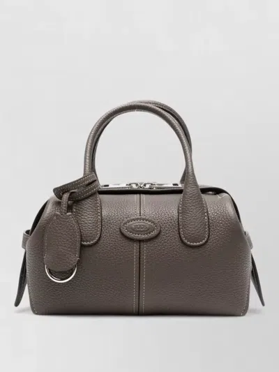 Tod's Di Bag Mini Leather Shoulder Handbag Top Handle In Gray