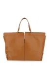 TOD'S BEIGE TOTE BAG WITH LOGO PATCH IN LEATHER WOMAN