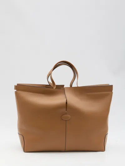 Tod's Di Folio Shopping Bag In Brown