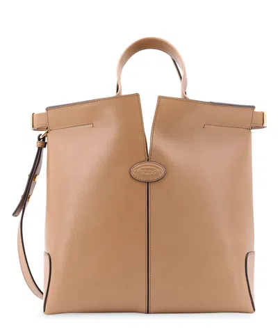 Tod's Di Folio Small Tote Bag In Beige