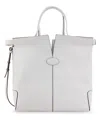 Tod's Leather Handbag With Frontal Logo Patch In Grey