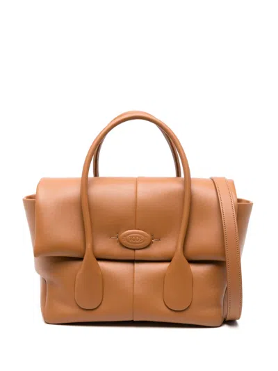 Tod's Di Leather Tote Bag In Brown